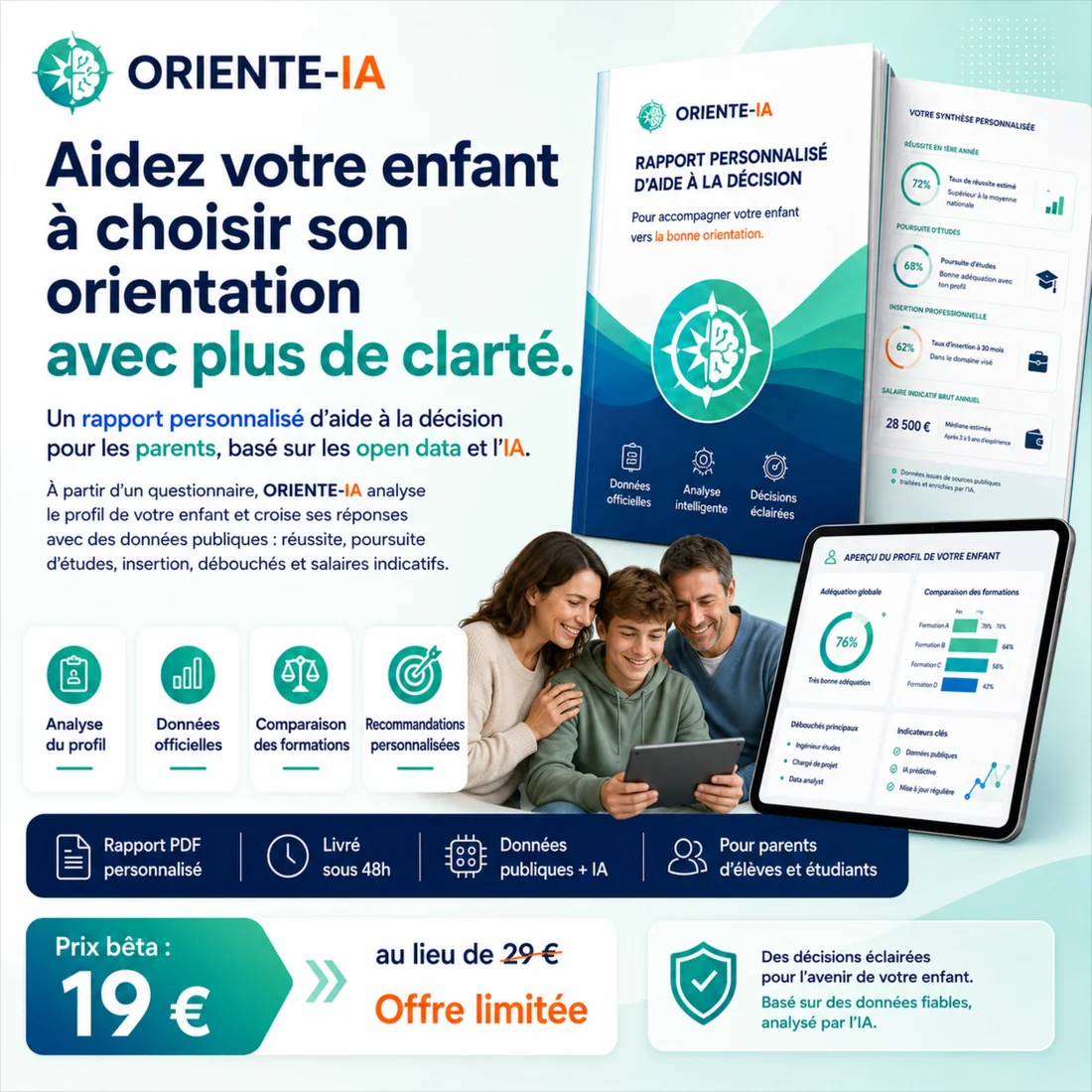 Exemple visuel du rapport personnalisé ORIENTE-IA